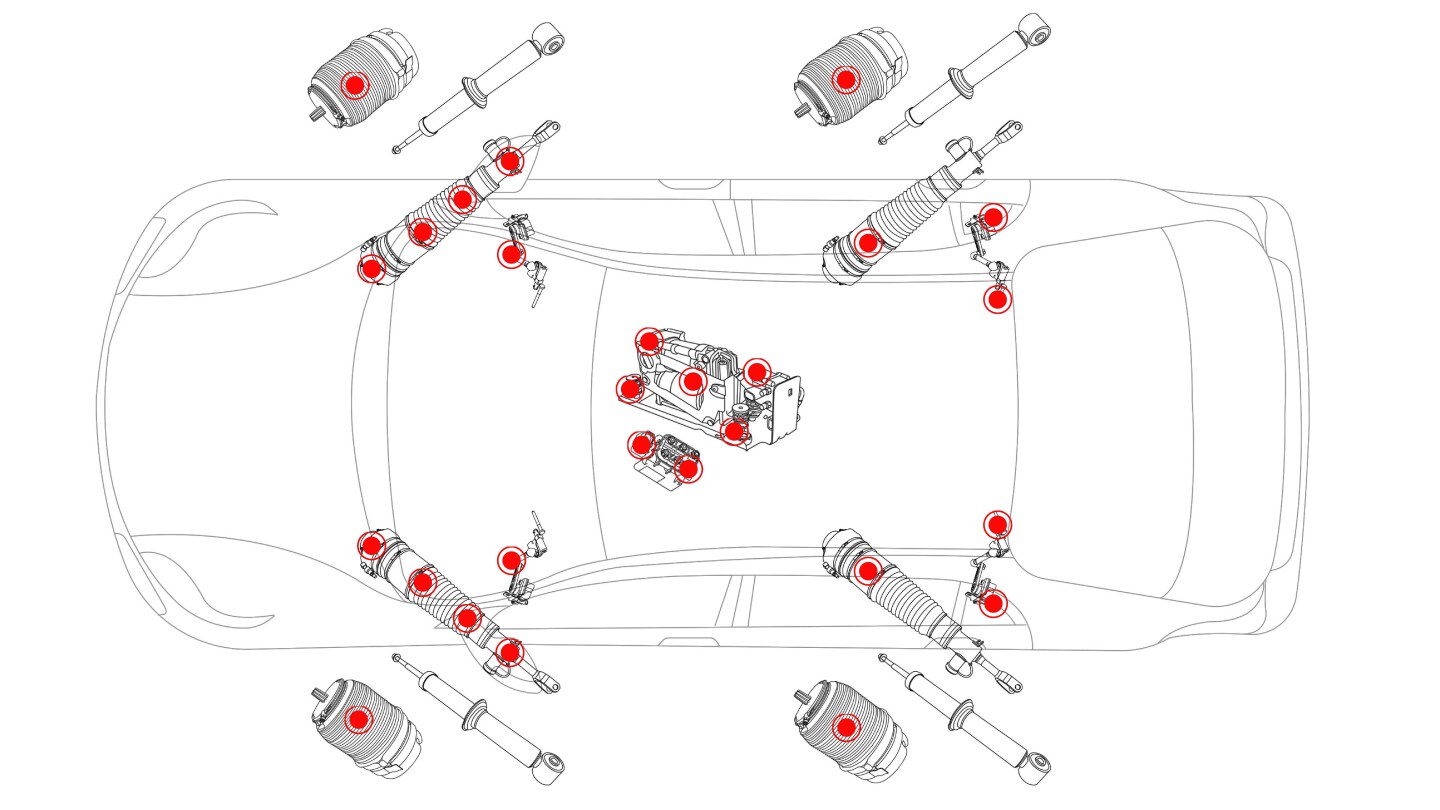 Audi S8 ( D3 / 4E ) 2002-2010 Diagramm der Luftfederung