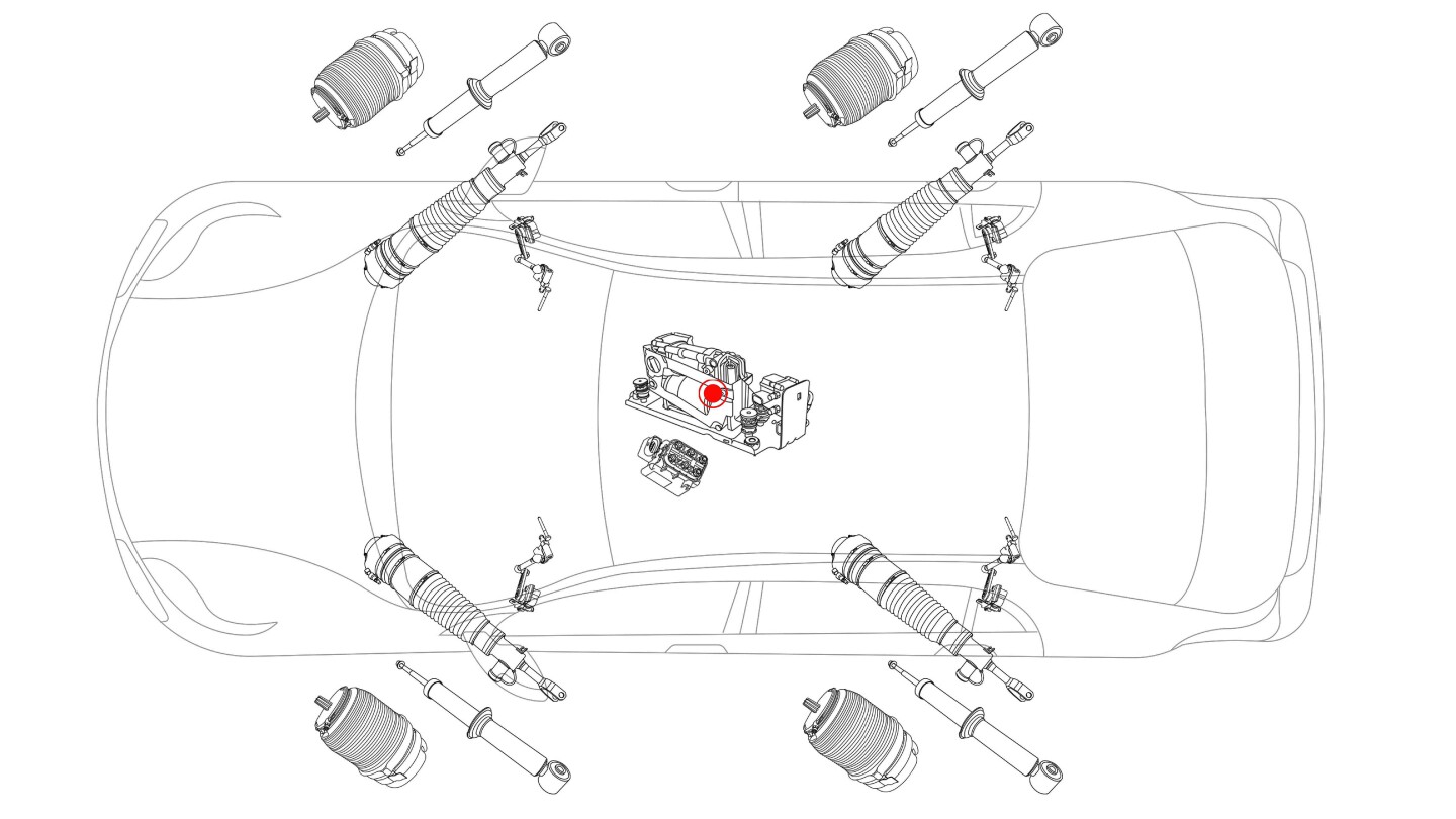 Toyota Celsior 2007-2022 Diagrama de suspensión neumática