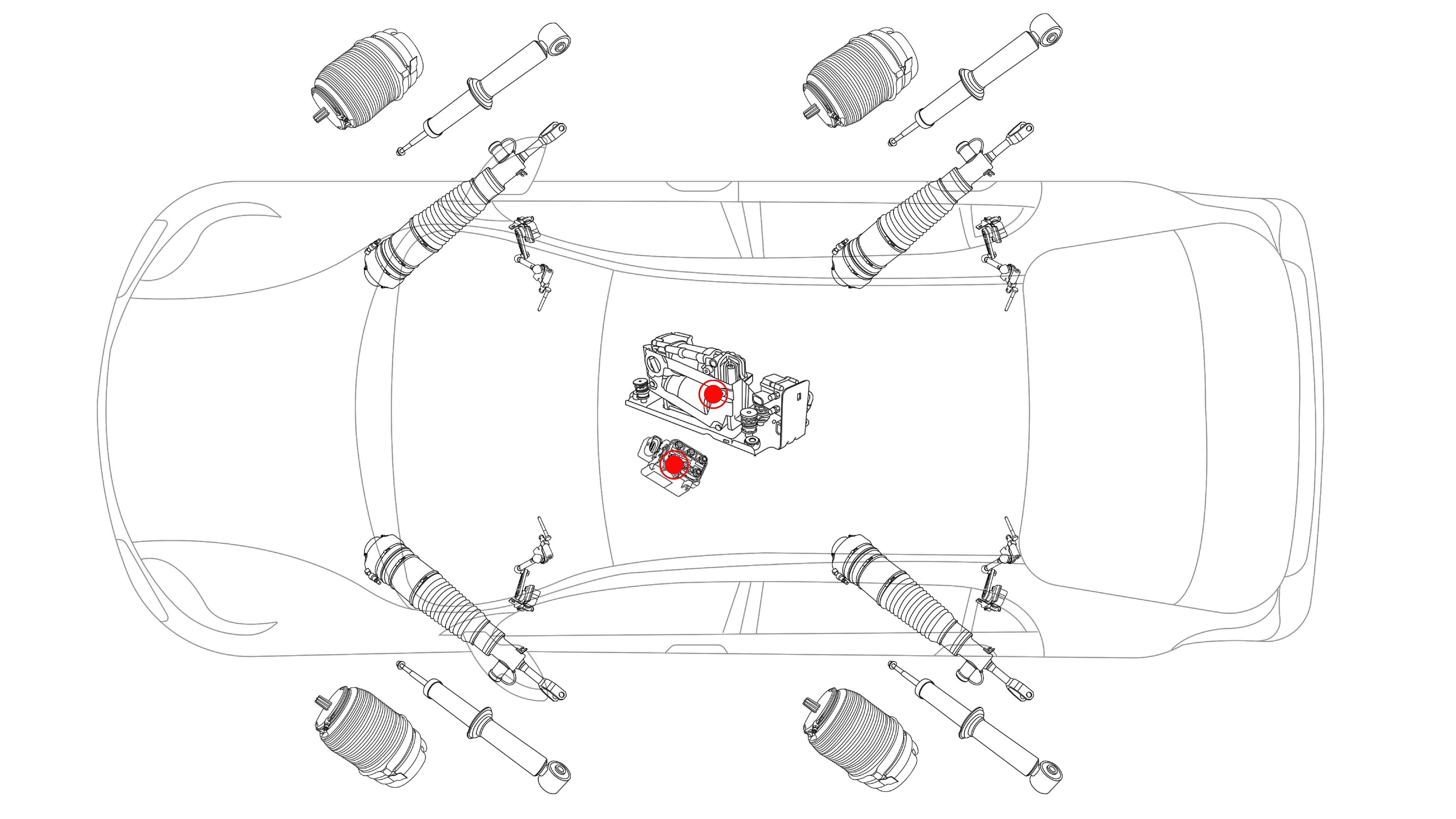 Land Rover Defender L663 2019-2022 Diagramm der Luftfederung