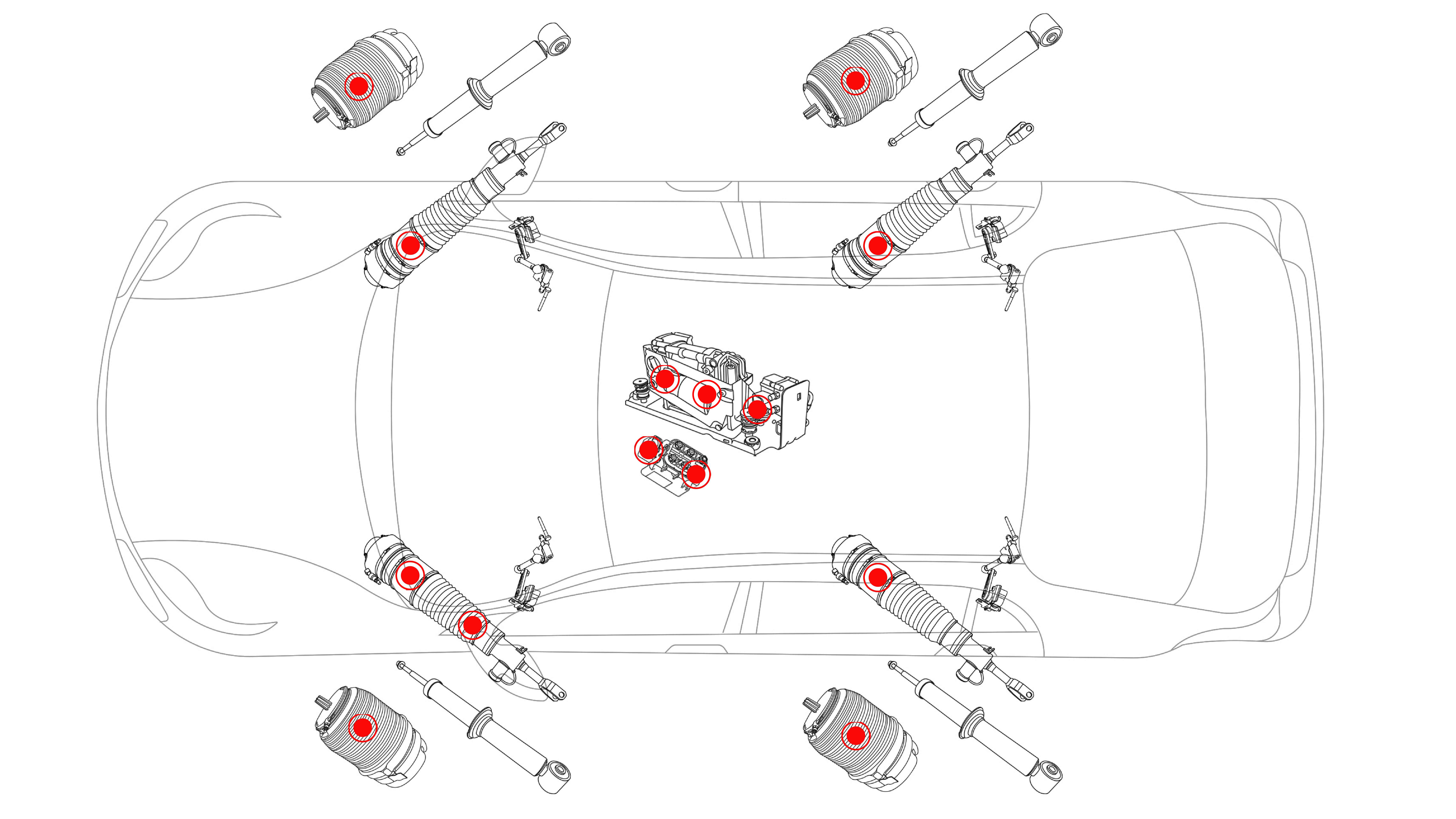 Tesla Model S 2012-2022 Diagramm der Luftfederung