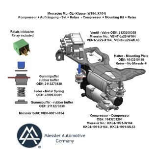 Luftfederung Kompressor für Mercedes ML GL Klasse X164 W164 A1643201204 Relais
